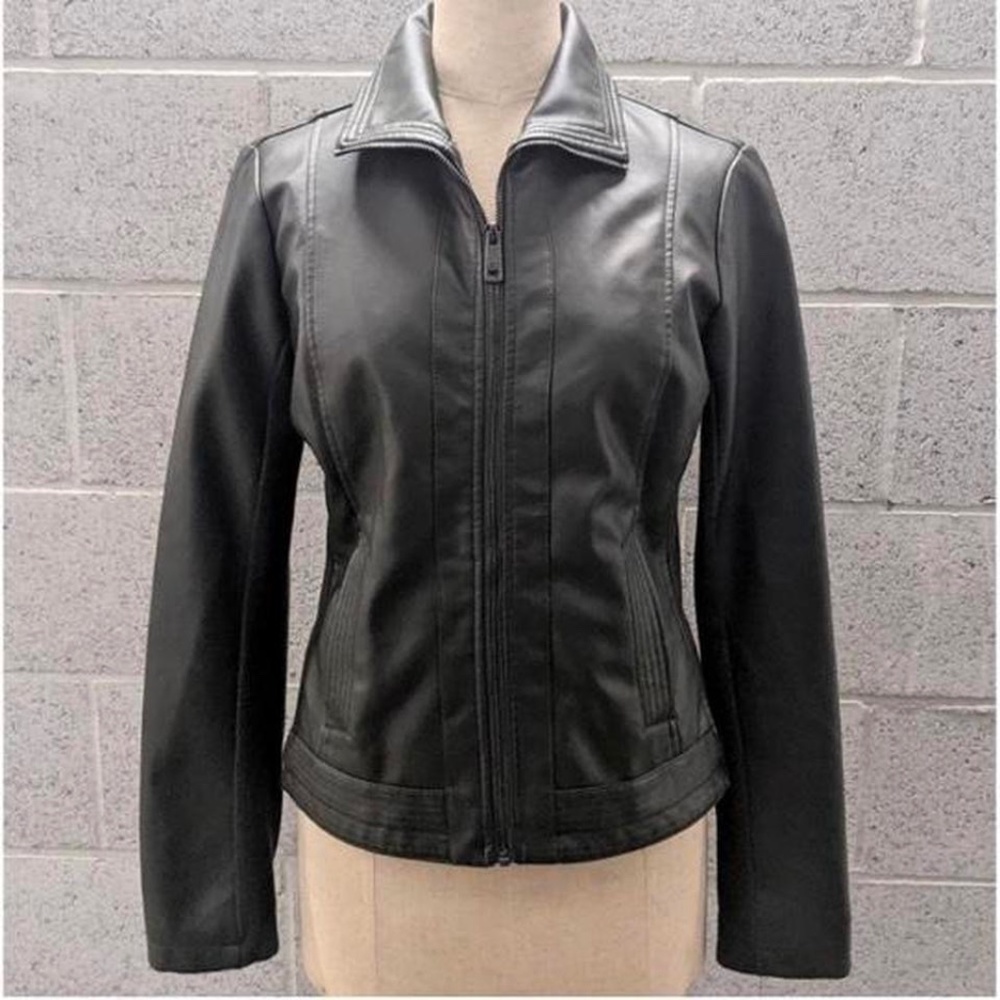 dark green leather jacket